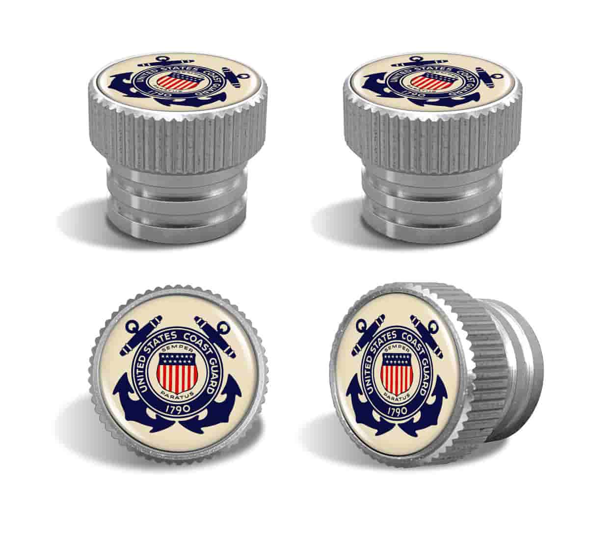 Coast Guard Tire Valve Stem Caps – Silver Aluminum Set of 4